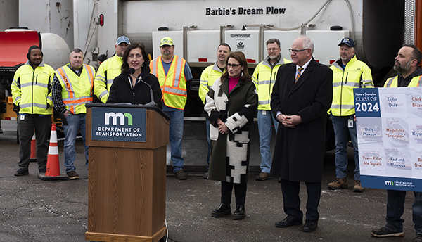 Photo: Commissioner Nancy Daubenberger, Lt. Gov Peggy Flanagan and Gov. Tim Walz.